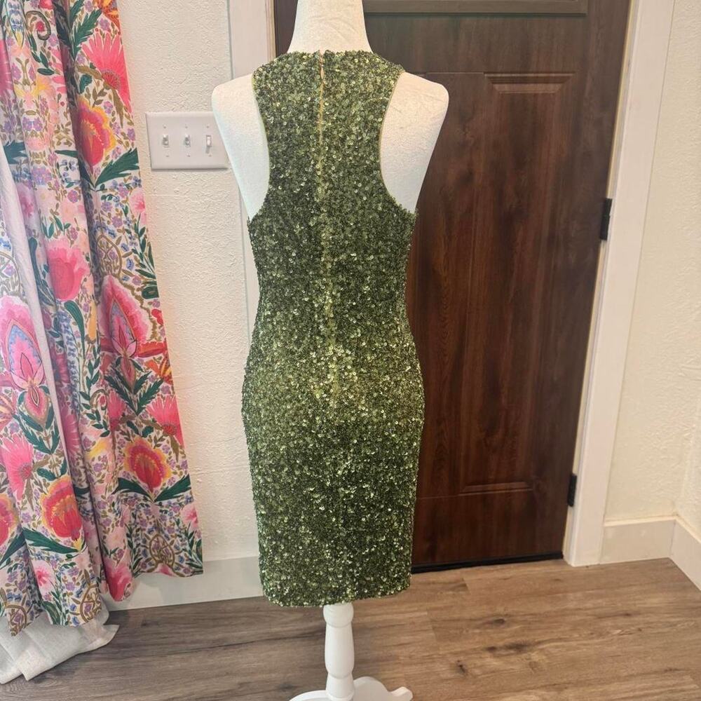 Vintage Made in Paris Green Beaded Dress SMALL fairy tinkerbell - Picture 3 of 8